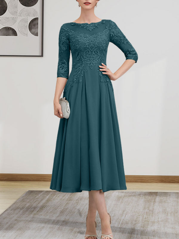 Vestido de gasa con encaje, corte A, ilusión, largo hasta la rodilla, para madre de la novia, con lentejuelas y abalorios