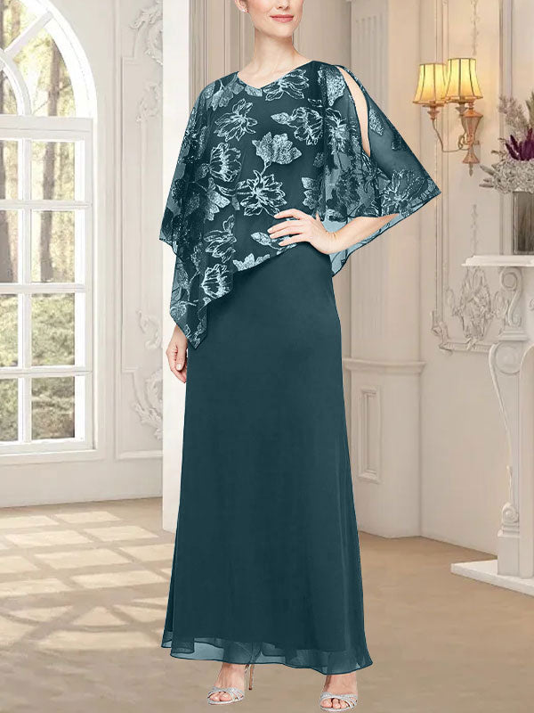 Vestido largo de malla brillante con corpiño asimétrico superpuesto novedoso