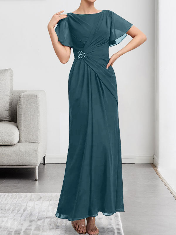 Vestido de gasa con encaje, corte A, ilusión, largo hasta la rodilla, para madre de la novia, con lentejuelas y abalorios