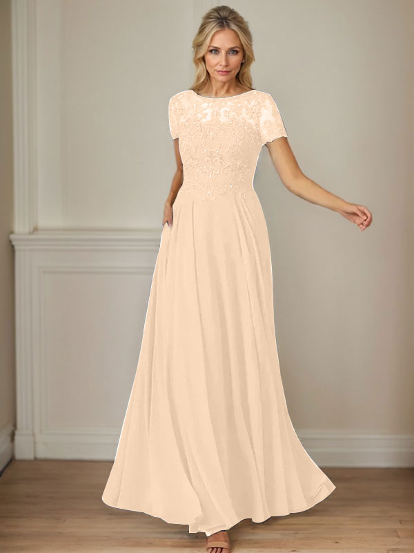 Dunkelmarineblaues A-Linien-Chiffonkleid mit U-Boot-Ausschnitt und Pailletten 
