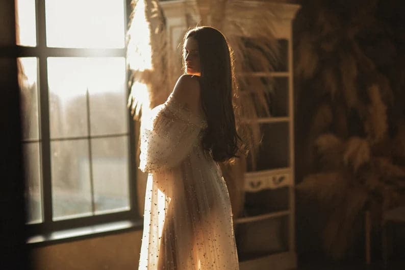 Pearl Maternity Dress For Photoshoot Pearl Tulle Dress SY033