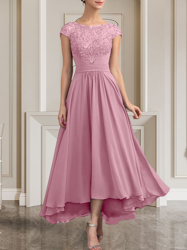 Vestido de gasa con encaje y lentejuelas para madre de la novia, corte A, largo hasta el suelo