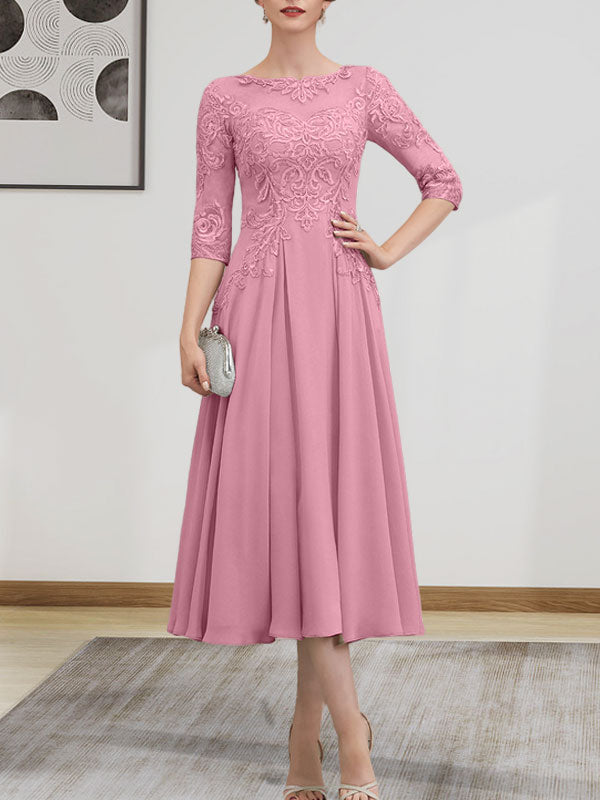 Vestido de gasa con encaje, corte A, ilusión, largo hasta la rodilla, para madre de la novia, con lentejuelas y abalorios