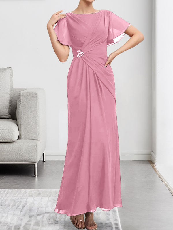Vestido de gasa con encaje, corte A, ilusión, largo hasta la rodilla, para madre de la novia, con lentejuelas y abalorios