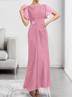 Vestido de gasa con encaje, corte A, ilusión, largo hasta la rodilla, para madre de la novia, con lentejuelas y abalorios