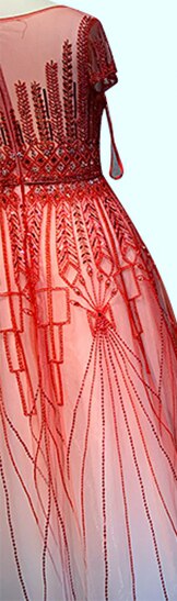 Vestido de noche rosa de lujo con cuentas brillantes, corte A, Dubái 2025, cuello redondo, mangas cortas, vestido formal LA70580 