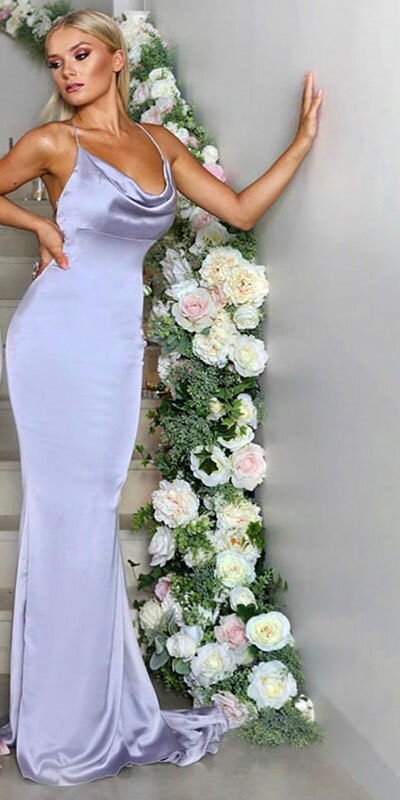 Im Angebot Keine Rückgabe Keine Rückerstattung Rosa und Blau Ärmellose Meerjungfrau Brautjungfernkleider 2025 Criss-Cross Rückenfrei Sexy Einfache Brautkleider LA70393 