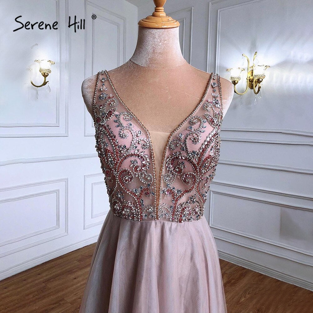 Vestidos de noche rosas, sin espalda, corte A, con cuentas, sencillos y sexis, para mujer, para bodas y fiestas, LA71259 