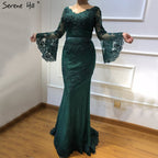 En oferta, sin devolución ni reembolso. Vestido de noche rosa con encaje y diamantes, mangas largas y escote en V, sexy, para mujer, 2025, LA60710. 
