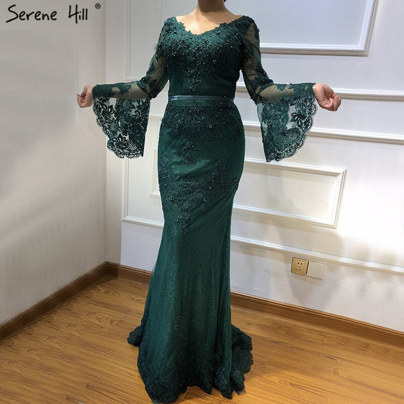 En oferta, sin devolución ni reembolso. Vestido de noche rosa con encaje y diamantes, mangas largas y escote en V, sexy, para mujer, 2025, LA60710. 