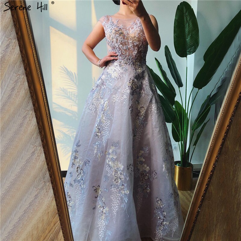 En oferta, sin devolución ni reembolso. Vestido de noche rosa con escote redondo, flores hechas a mano, corte A, sin mangas, con cristales, LA70326. 