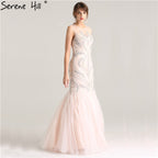 En oferta, sin devolución ni reembolso. Oferta, vestidos de noche rosas sexys, elegantes, sin mangas, largos, sirena, perlas, cristales, vestidos de noche de moda 2025, foto real LA6224