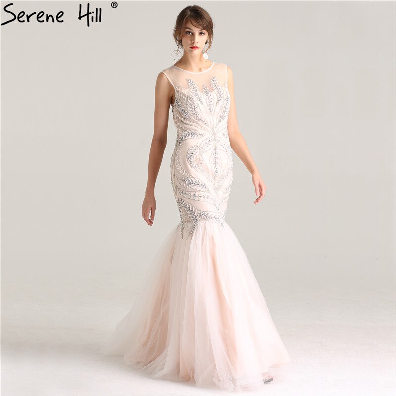 On Sale No Return No Refund Sale Pink Sexy Elegant Sleeveless Evening Dresses Long Mermaid  Pearls Crystal Fashion Evening Gowns 2025 Real Photo LA6224