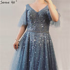 Rosa Kurzarm Sexy A-Linie Abendkleider Design 2025 Sparkle Perlen Pailletten Abendkleider Real Photo LA70075 