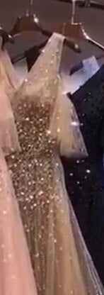 Vestido de noche rosa de manga corta, sexy, corte A, diseño 2025, con lentejuelas y cuentas brillantes. Foto real LA70075