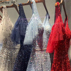 Rosa Kurzarm Sexy A-Linie Abendkleider Design 2025 Sparkle Perlen Pailletten Abendkleider Real Photo LA70075 