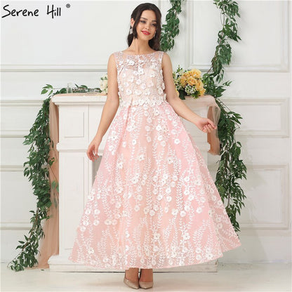 En oferta, sin devolución ni reembolso.Vestido de noche rosa sin mangas, sexy, largo hasta los tobillos, 2025, hecho a mano, con flores y cuentas, de tul. Foto real LA6694.