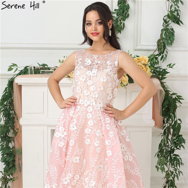 En oferta, sin devolución ni reembolso.Vestido de noche rosa sin mangas, sexy, largo hasta los tobillos, 2025, hecho a mano, con flores y cuentas, de tul. Foto real LA6694.