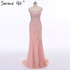 En oferta, sin devolución ni reembolso. Vestido de noche rosa sin tirantes, estilo sirena, sexy, largo, con cuentas, elegante, de tul, 2025 LA6389. 