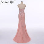 En oferta, sin devolución ni reembolso. Vestido de noche rosa sin tirantes, estilo sirena, sexy, largo, con cuentas, elegante, de tul, 2025 LA6389. 