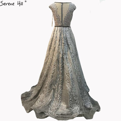 Vestidos de noche largos rosas con escote en V, encaje, cuentas y cristales, sin mangas, corte A, LA70225 