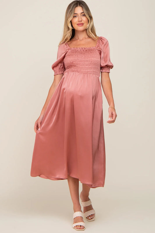 Short Puff Sleeves Maternity Dress for Baby Shower SY049