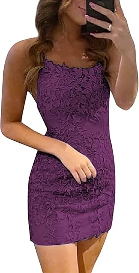 Vestidos de fiesta sin mangas con tirantes finos y encaje azul de columna corta 