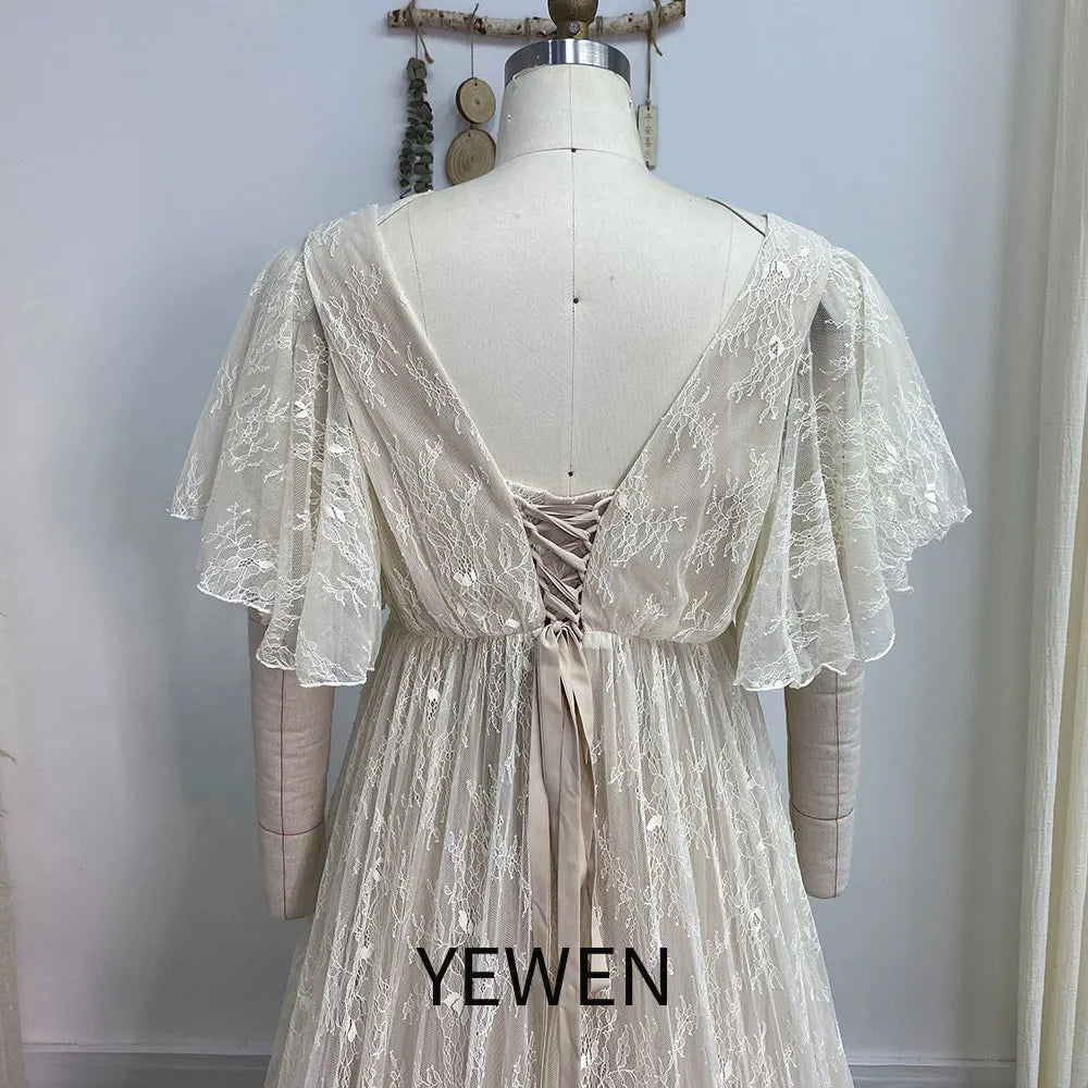 Plus Size Lace Vintage Boho Maternity Photoshoot Dress Gown for Pregnancy Shoot Long Gown for Maternity Shoot Sunnderly SY240093