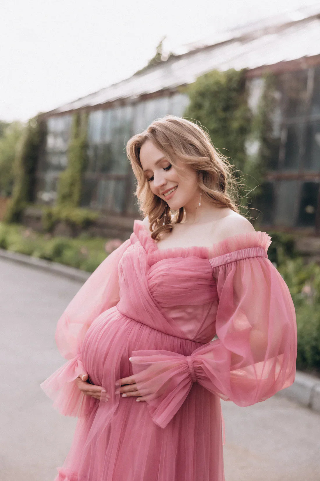 Rosa Schwangerschaftskleid Bodenlanges Babypartykleid SY037