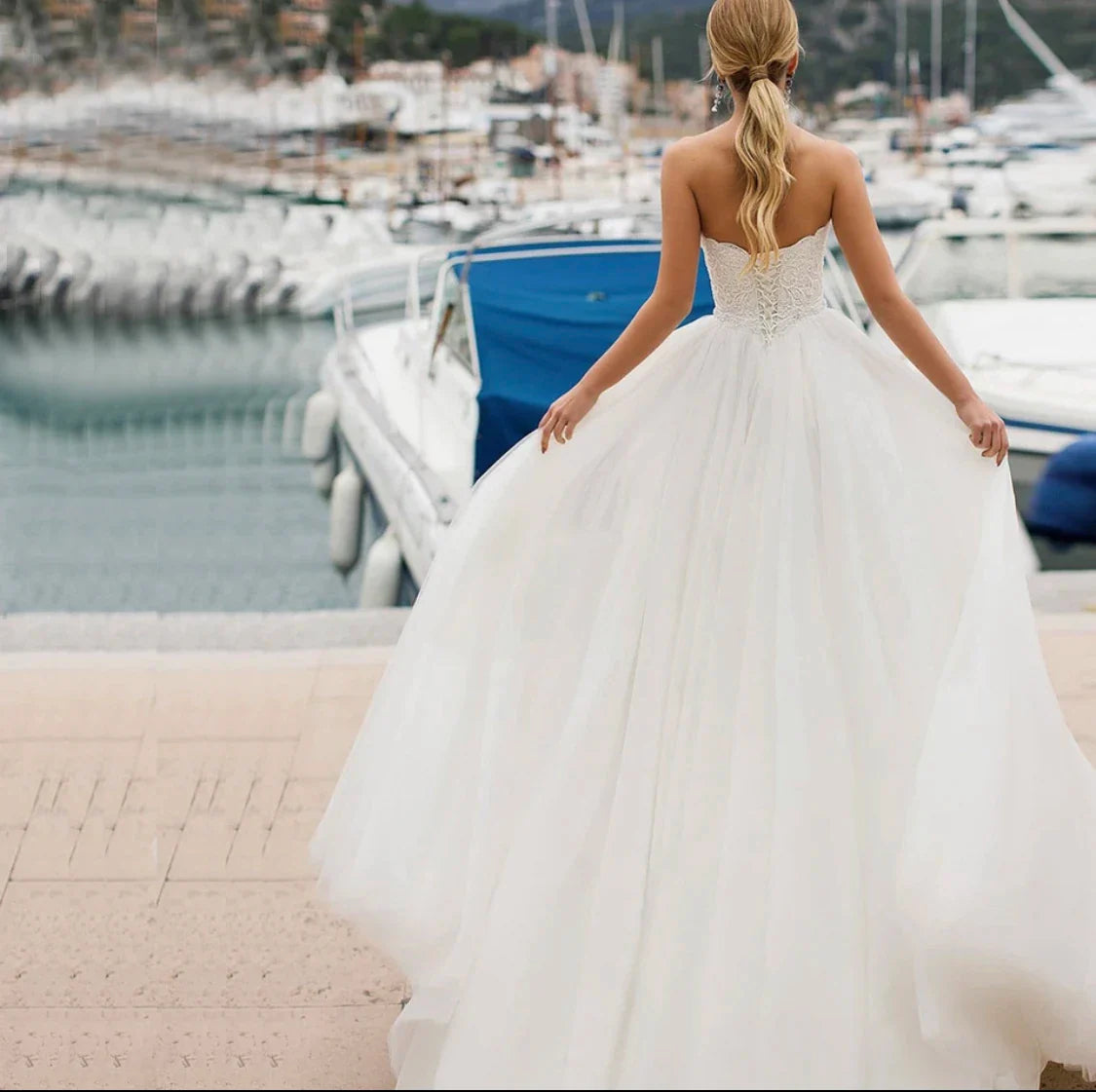 Princess Wedding Dress 2021 A-Line Sweetheart Sleeveless Backless Embroidery Chiffon Sweep Train Bridal Gown Vestidos De Noiva-payinti