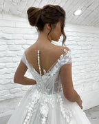 Princess Wedding Dresses Off Shoulder 3D Lace Applique Ladies Sleeveless Boho Bridal Gowns Vestido De Novia Custom 2023 Mariée-payinti