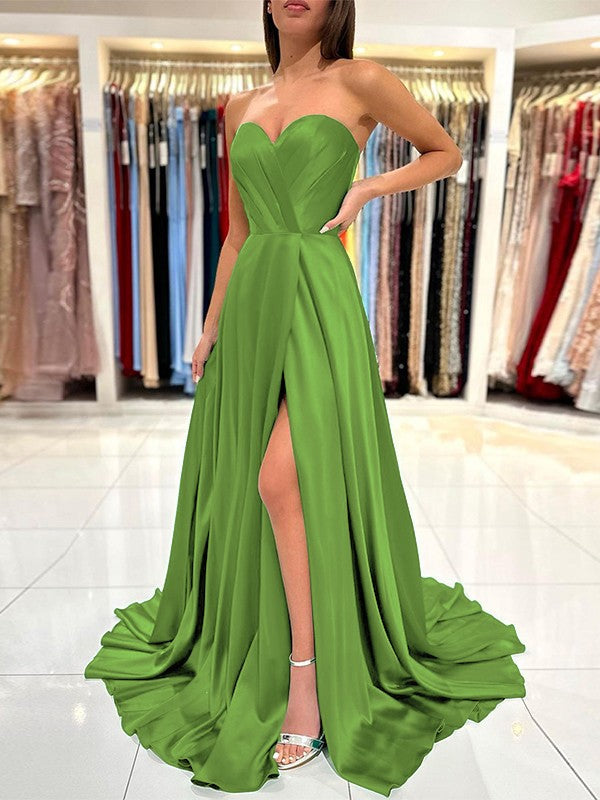 Satin Ruched Sweetheart Prom Dresses SYP137
