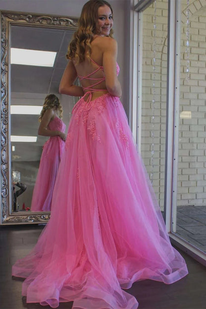 Vestido de fiesta amarillo con apliques y abertura SYP97