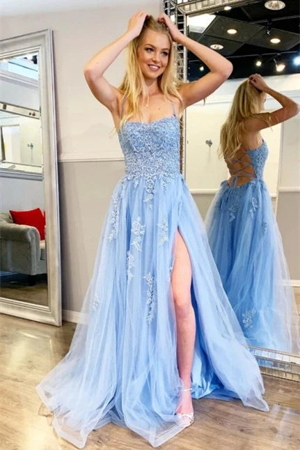 Gelbes Ballkleid mit Applikationen und Schlitz SYP97