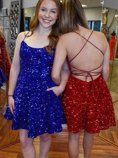 Spaghetti Straps Sequin Mini Dresses  SYH54