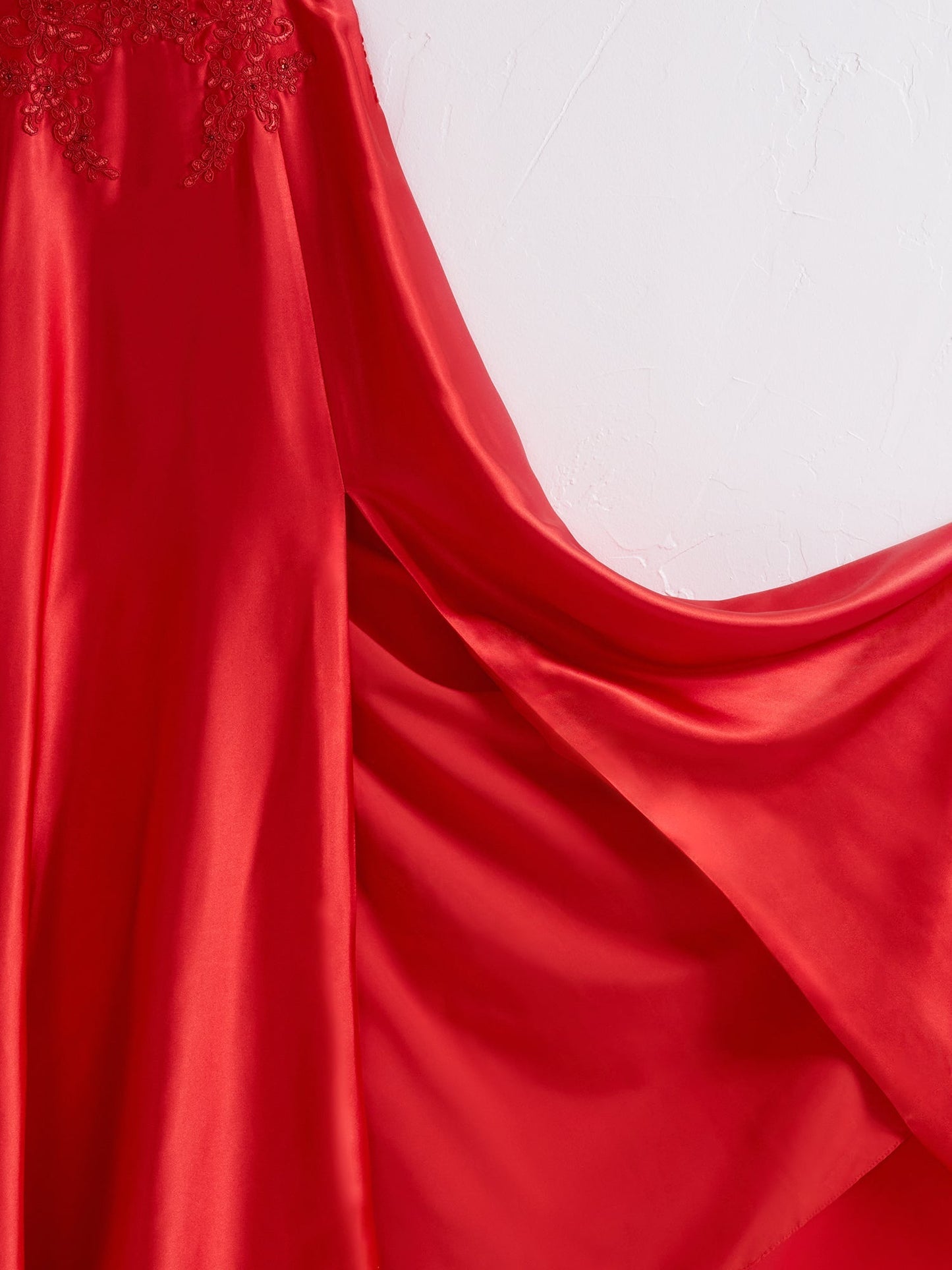 Vestido de fiesta Sunnderly de corte A con tirantes finos, espalda corsé y abertura