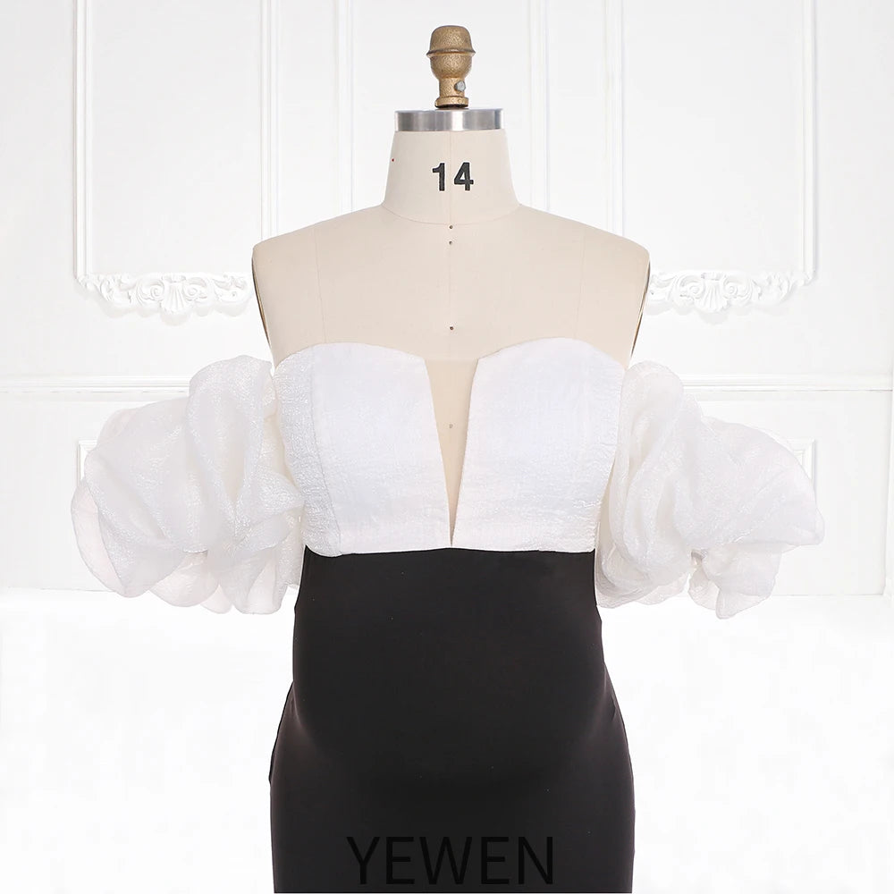 Umstandskleid im Meerjungfrauen-Stil mit Puffärmeln, dehnbarem Stoff für Fotoshootings, Umstandskleid 2025, Babyparty-Kleid, Sunnderly SY231110 