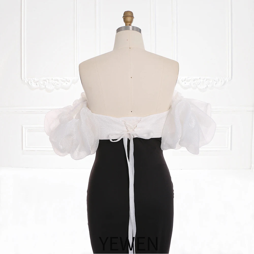 Umstandskleid im Meerjungfrauen-Stil mit Puffärmeln, dehnbarem Stoff für Fotoshootings, Umstandskleid 2025, Babyparty-Kleid, Sunnderly SY231110 
