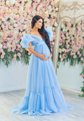 Blue Puffy Tulle Maternity Dresses for Photoshoot SY002