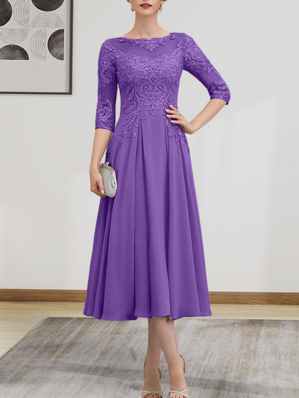 Vestido de gasa con encaje, corte A, ilusión, largo hasta la rodilla, para madre de la novia, con lentejuelas y abalorios