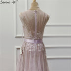 On Sale No Return No Refund Sale Purple  Dream O-Neck Sleeveless Sexy Evening Dresses Diamond Handmade Flowers A-Line Formal Dress 2025 LA6122