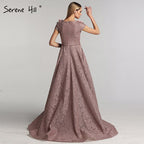 Im Angebot keine Rückgabe keine RückerstattungSale Lila V-Ausschnitt Handgemachte Blumen Spitze Abendkleider 2025 Ärmellose Meerjungfrau Sexy Abendkleider LA60764 