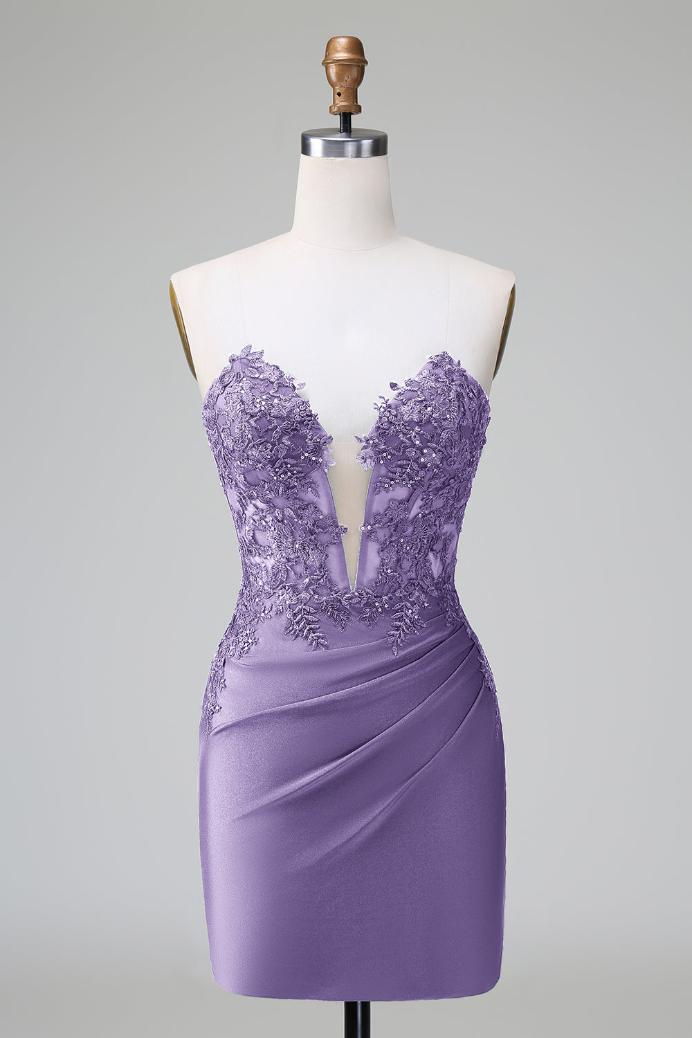 Vestido de fiesta corto, plisado, sin tirantes, ajustado, verde oscuro y elegante con cuentas