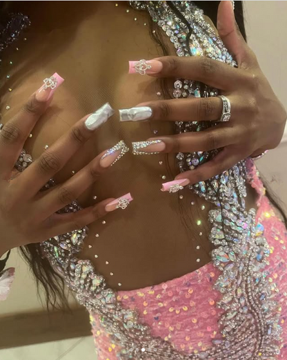 Wunderschönes rosa Perlen Pailletten Abendkleid Meerjungfrau Ballkleid Y8016