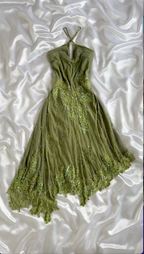 Unique Green Lace Chiffon Sequins Beaded Prom Dress Formal Evening Dress Y8308