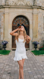 Vestido de graduación blanco con tirantes finos, vestido de bienvenida blanco Y2986