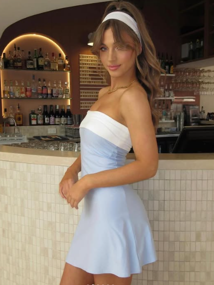 Vestido corto de verano sin mangas y sin tirantes para mujer, estilo informal, ajustado, con retazos, para playa, fiesta y regreso a casa, Y7261