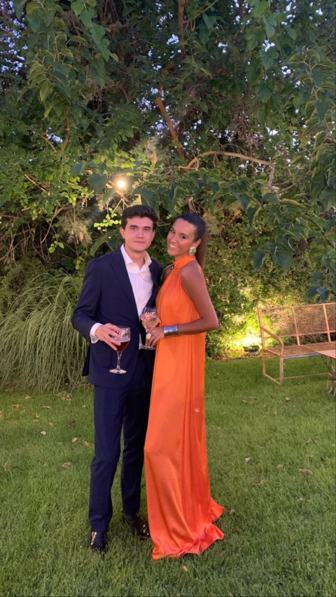 Vestido de noche largo naranja sencillo, traje de invitada de boda naranja Y5092