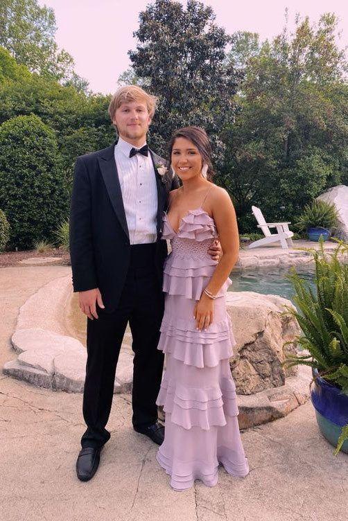 A-Linie Lagen Langes Ballkleid Einzigartiges Spaghettiträger Abendkleid Y5205