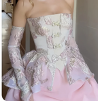 Vestido de fiesta corto sin tirantes, bonito vestido de bienvenida y cumpleaños Y7775
